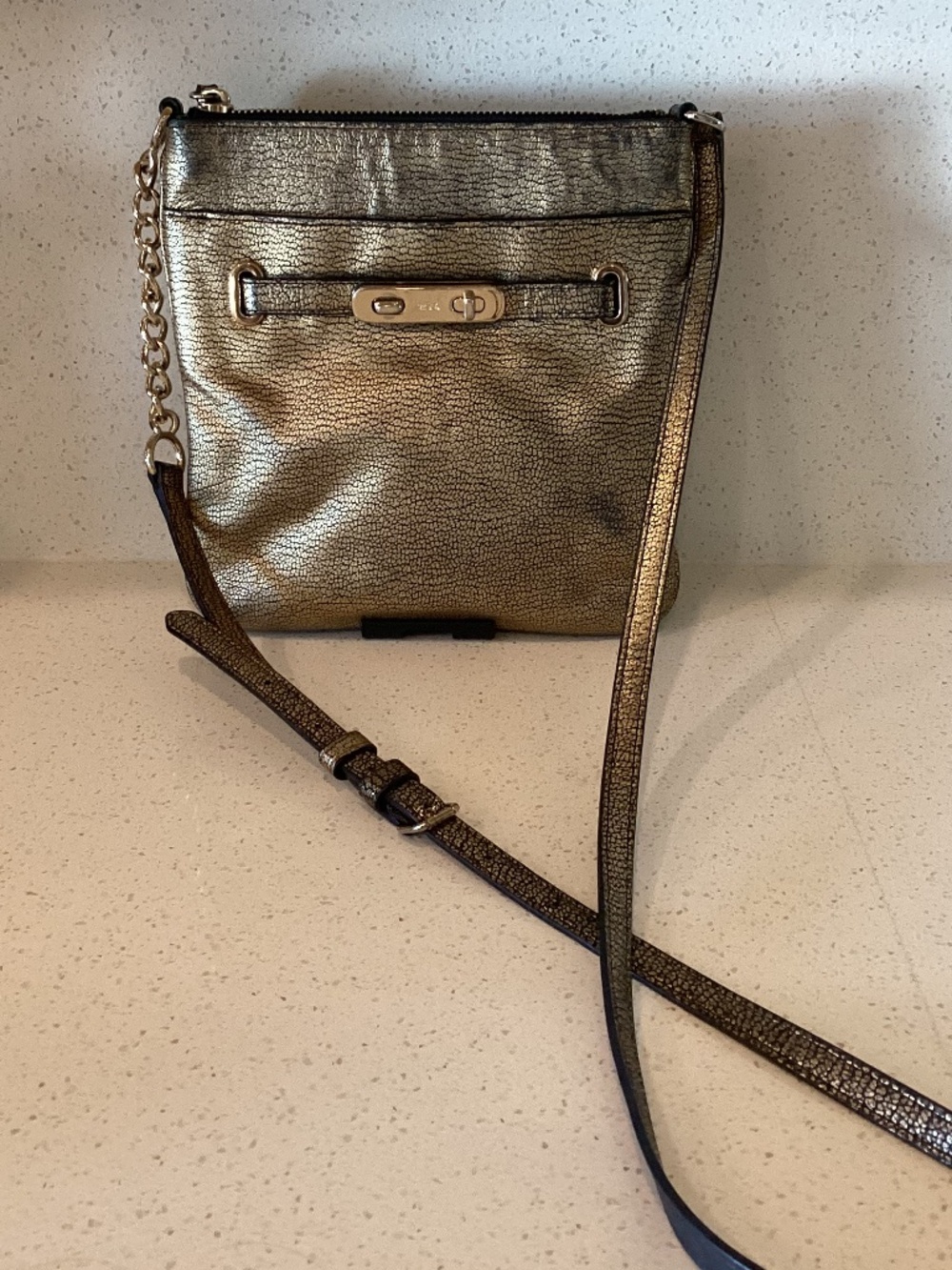 Coach Metallic Leather Swagger Swingpack Crossbody 36502